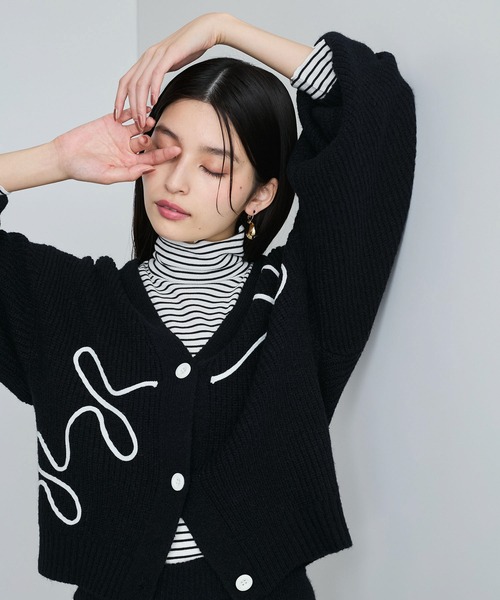 VIS（ビス） カーディガン 「WEB/一部店舗限定」リボンコード刺繍V