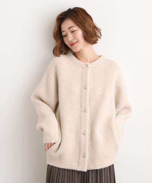 grove（グローブ） カーディガン ふっくらやわらかく、毛混オーバー