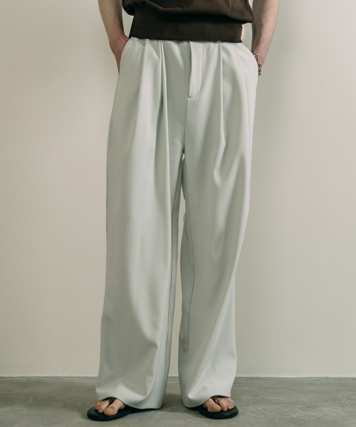 LURAKU スラックス 「LURAKU」two tuck wide straight slacks / 2