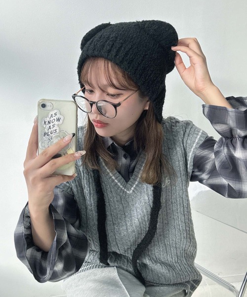 AS KNOW AS（アズノゥアズ） ニット帽 ニットキャップ くま耳