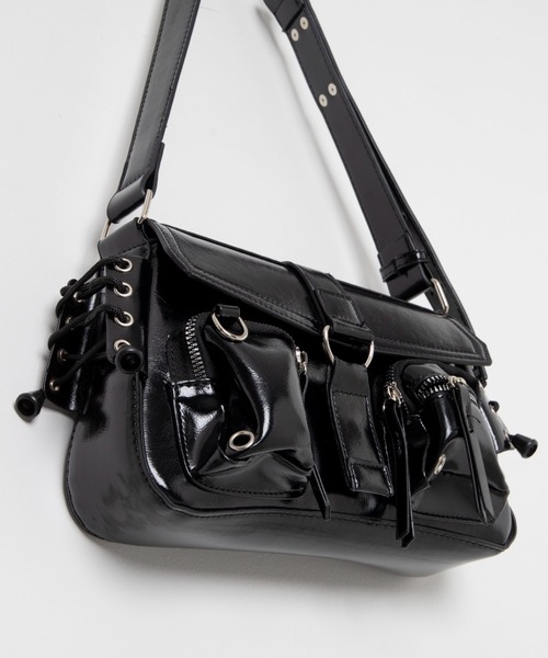 ショルダーバッグ バッグ ダブルポケットショルダーバッグ レディース