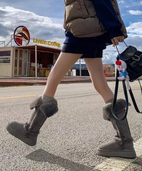 DIAVEL ブーツ 「秋冬新作」2WAY裏ボア美脚ムートン風ロングブーツ