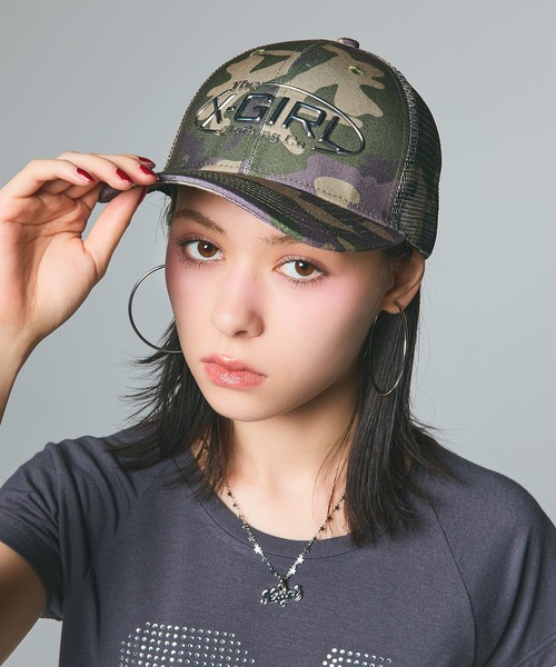 X-girl（エックスガール） キャップ 帽子 METALLIC LOGO 6PANEL MESH