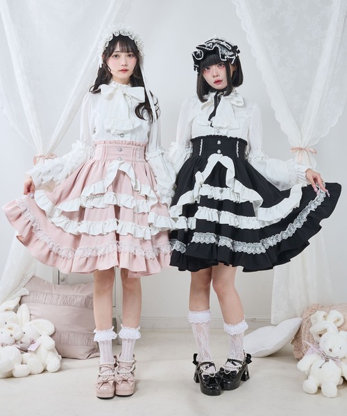 DearMyLove ブラウス シャツ フリルハイネックレースリボンプリンセス