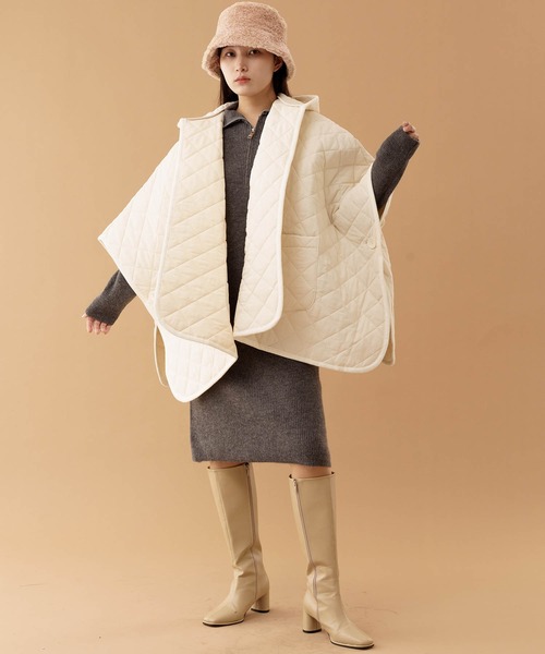 ZAKKA-BOX（ザッカボックス） ポンチョ キルティング中綿フード