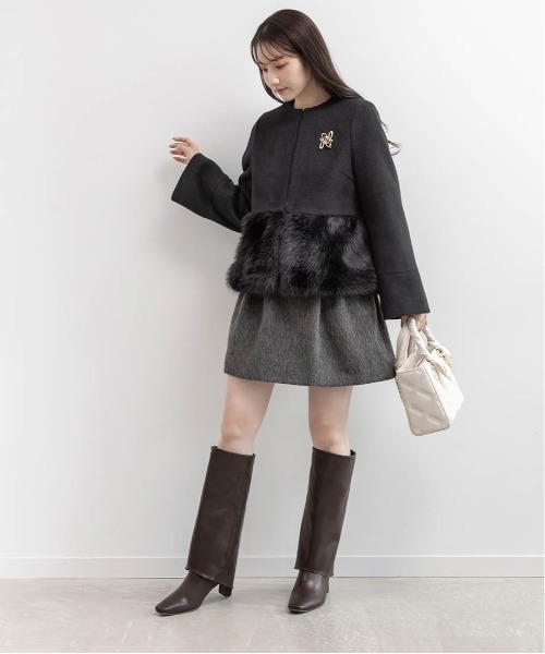 RANDA（ランダ） ブーツ 晴雨兼用 スクエアトゥゲートルロングブーツ