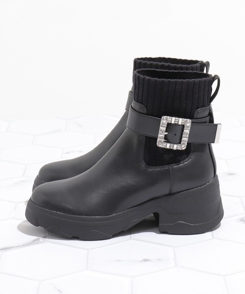 diana（プラスダイアナ） ブーツ 「撥水加工」クリスタルバックル