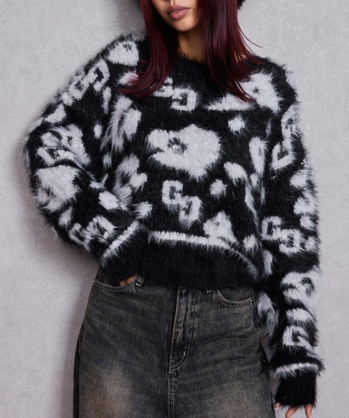 GYDA（ジェイダ） ニット セーター GG レオパードシャギーショート