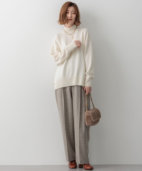 ニット セーター 「洗える」カシミヤブレンド ハイネック レディース