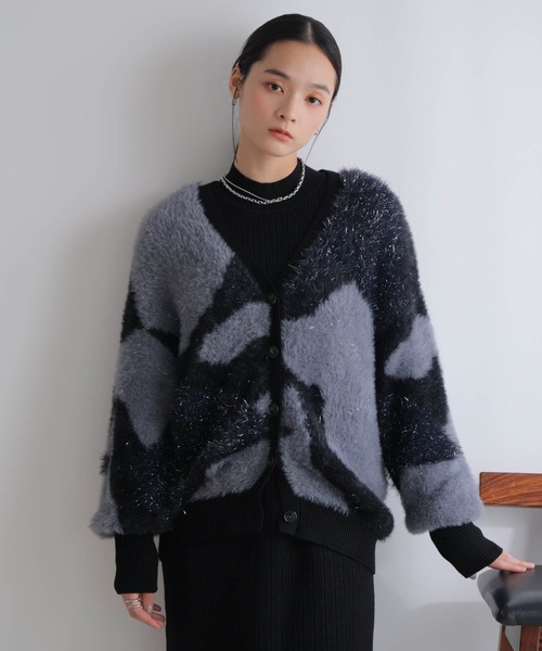 LADYMADE（レディメイド） カーディガン ラメフェザージャガードニット