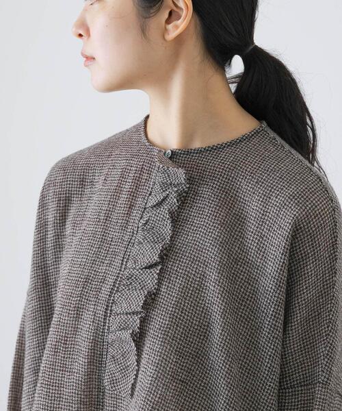 かぐれ ブラウス シャツ ウールワイドフリルプルオーバー レディース