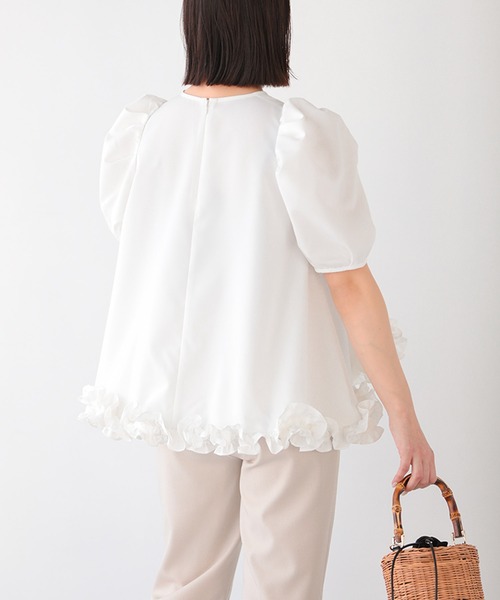 Fit more（フィットモア） ブラウス シャツ 裾フリルフレアトップス