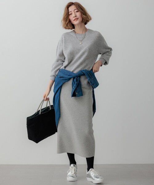 ニット セーター 「洗える」ウールカシミヤ クルーネック レディース