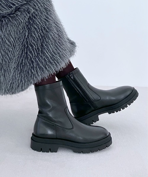 enchanted（エンチャンテッド） ブーツ 本革ストレッチサイドジップ