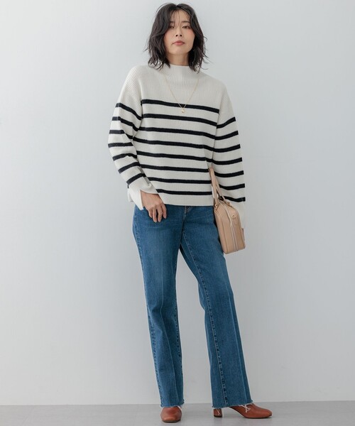 ニット セーター 「Oggi2月号掲載/洗える」ウールカシミヤ ボーダー