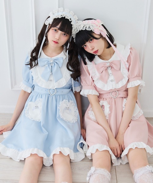 DearMyLove ワンピース ハートポケットリボンフリルワンピース