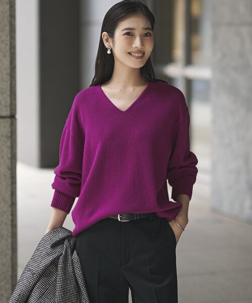 ニット セーター カシミヤブレンド Vネック レディース : ZOZOTOWN