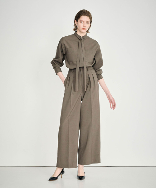 N.O.R.C ブラウス シャツ ウォッシャブル2WAYバンドカラーシャツ