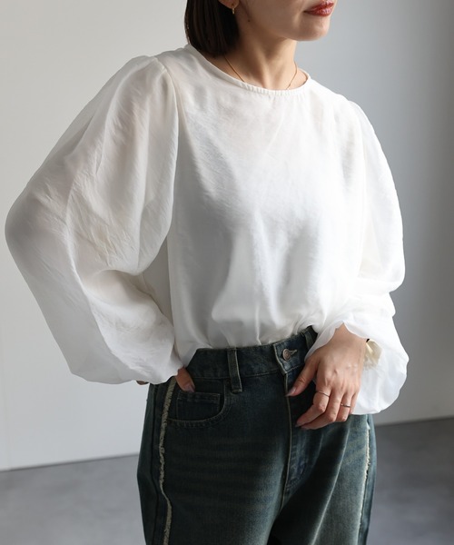 ap retro ブラウス シャツ オーガンジーフロッキードットブラウス