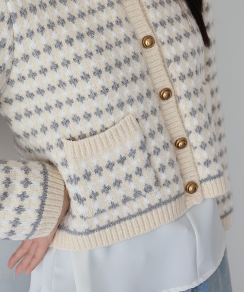 J by blue（ジェイバイブルー） カーディガン ツイード風ジャガード
