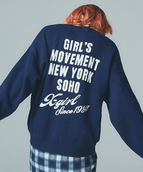X-girl（エックスガール） ニット セーター CURSIVE LOGO AND FACE