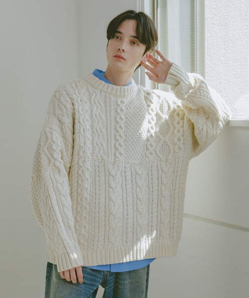 RAGEBLUE（レイジブルー） セーター ニット キリカエケーブルニット