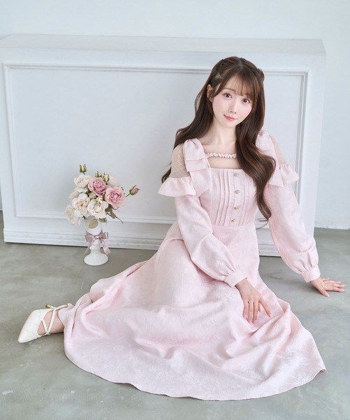 Rose Muse（ロゼミューズ） ワンピース Lace switching jacquard dress