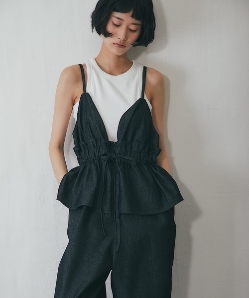 サロペット オーバーオール ペプラムコンビネゾン レディース