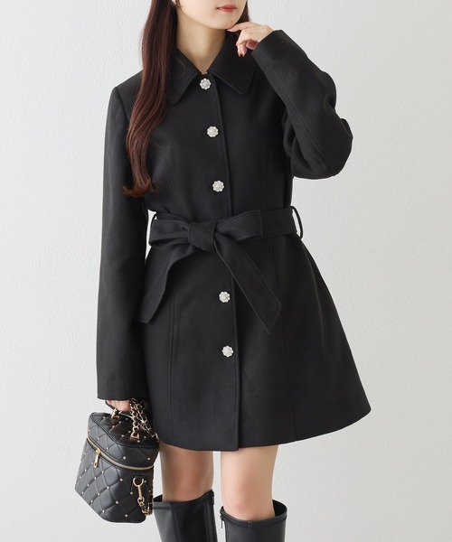 one after another NICE CLAUP ステンカラーコート コート リボン