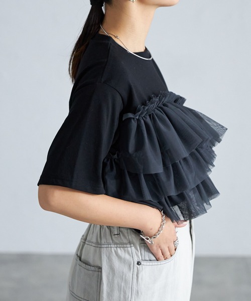 each alchemist tシャツ チュールフリルビスチェ付Tシャツ レディース