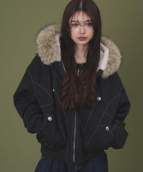 dispark ブルゾン アウター DISPARK/フェイクファーフードボンバー