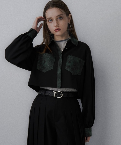 HARE（ハレ） ブラウス シャツ ジャガードキリカエショートシャツ(HARE