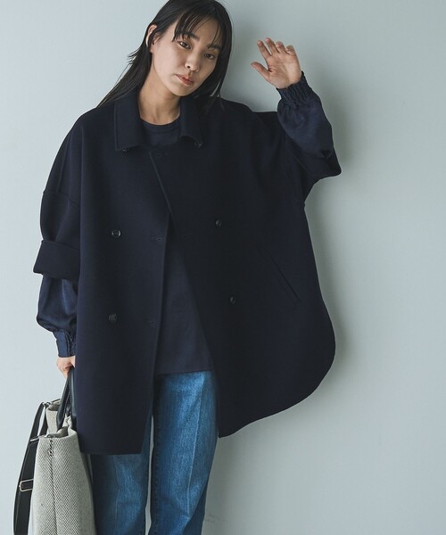 RONEL ピーコート pコート ウールミックスリバーコート レディース