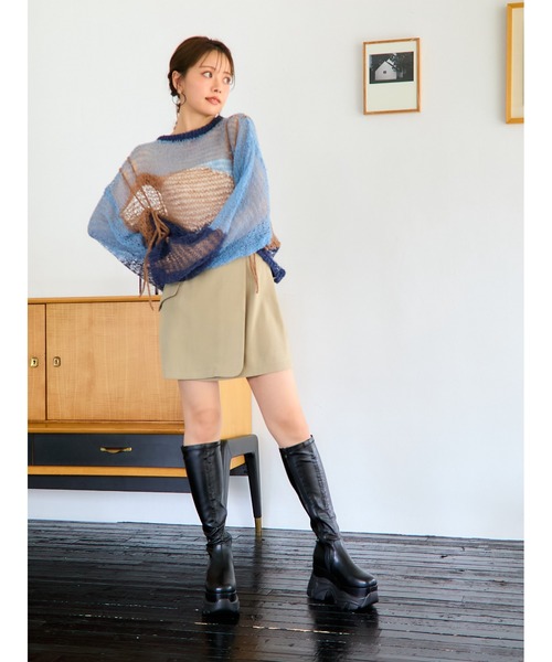 Mafmof（マフモフ） ブーツ 10cm厚底ボリュームソールロングブーツ