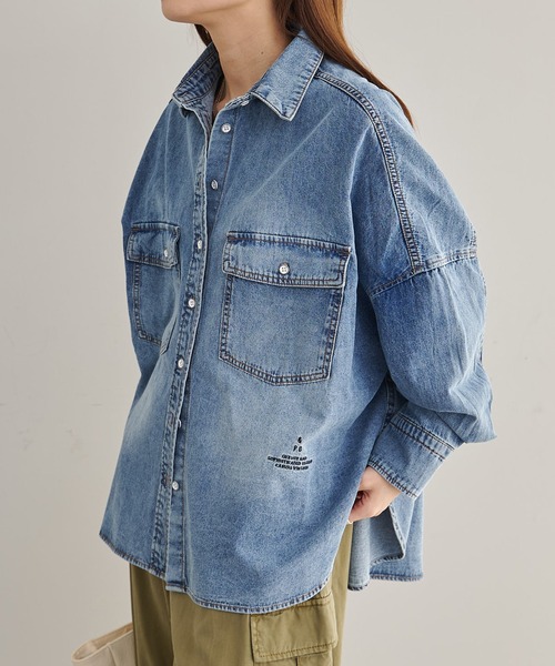 pual ce cin ブラウス シャツ ヴィンテージライクデニムシャツ