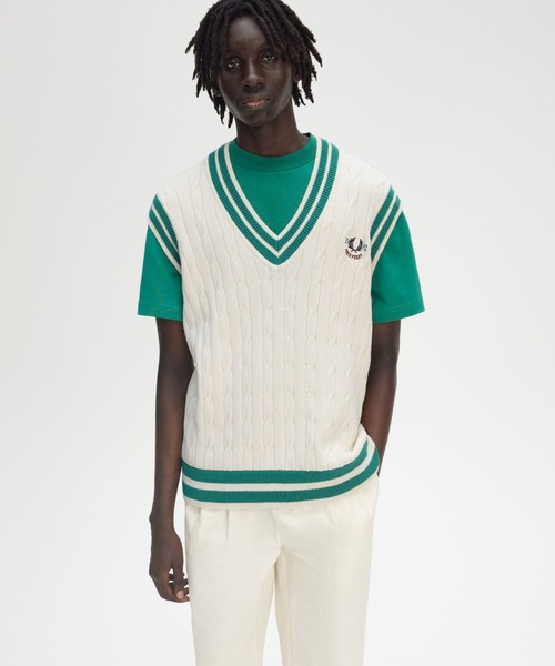 FRED PERRY（フレッドペリー） ベスト ジレ Cable Knit Tennis Vest