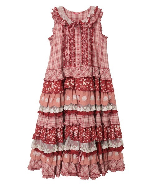 PINK HOUSE（ピンクハウス） ワンピース ローズレース使いミックス