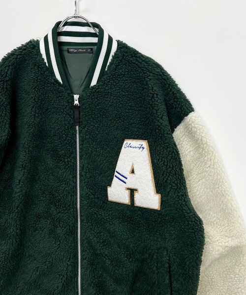 Bling Leads スタジャン もこもこボアフリース / 刺繍ワッペン入り