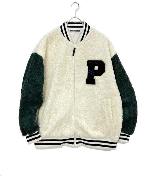 Bling Leads スタジャン もこもこボアフリース / 刺繍ワッペン入り