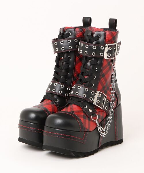 YOSUKE（ヨースケ） ブーツ 「YOSUKE」厚底ベルト付きレースアップ