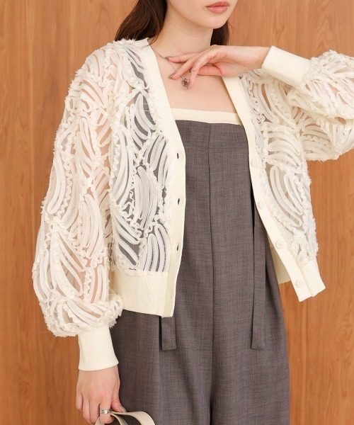 BAB（バブ） カーディガン テープジャガードレースカーディガン
