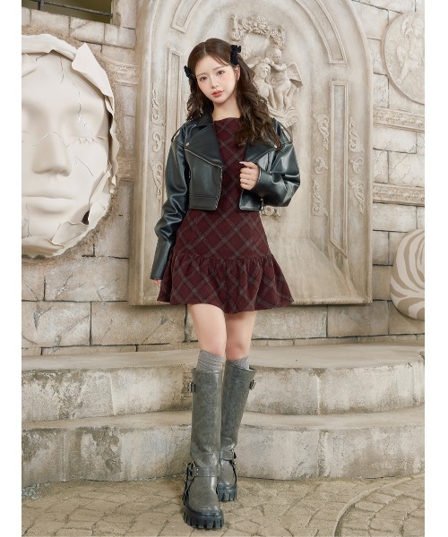 Darich（ダーリッチ） ワンピース タータンチェックノースリミニ