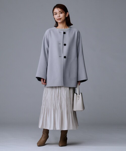 UNTITLED（アンタイトル） ノーカラーコート コート 「ミディ丈/軽やか