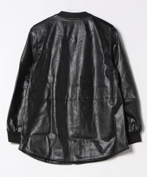 ジャケット ノーカラージャケット PUレザーMA-1ロングジャケット