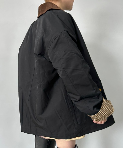 ステンカラーコート コート コーデュロイカラーハーフジャケット
