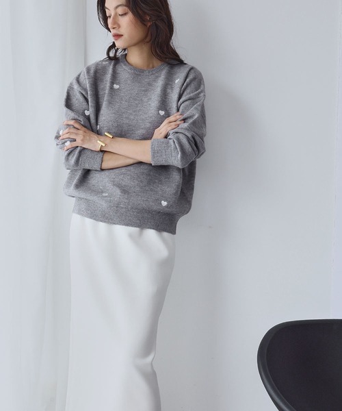 ELFRANK ニット セーター 「新色追加」ハート刺繍 ニット プルオーバー