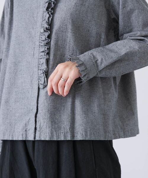 かぐれ ブラウス シャツ コットンシルクフリルブラウス レディース