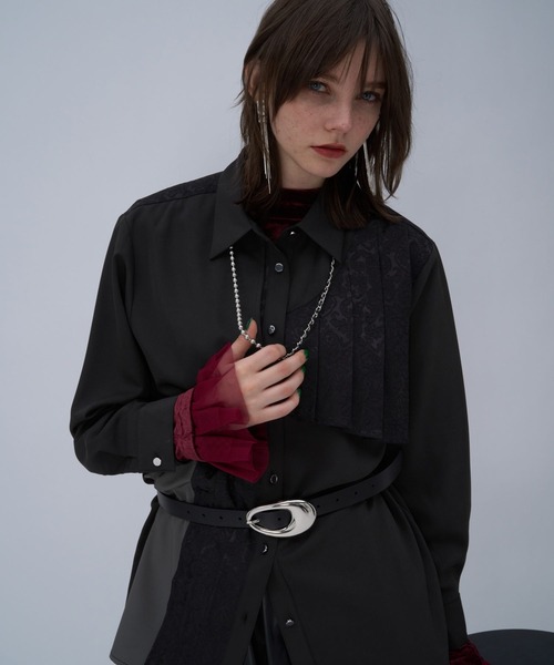 HARE（ハレ） ブラウス シャツ ジャガードアシメプリーツシャツ(HARE