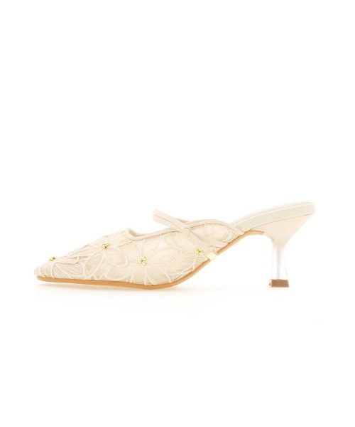 RANDA（ランダ） パンプス フラワーレースクリアミュール : ZOZOTOWN