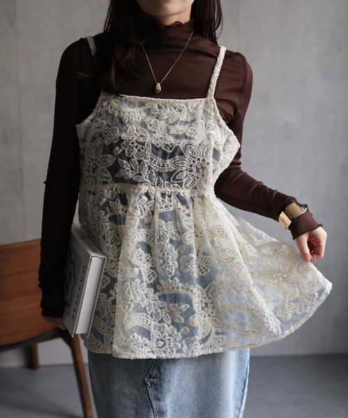 ap retro キャミソール 「選べる」オーガンジーレースキャミ